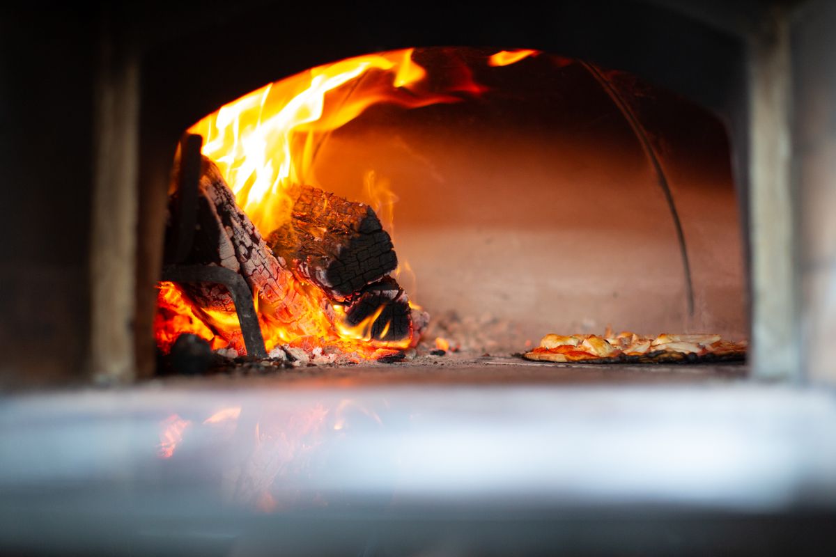 Fresh pizza straight from the flames